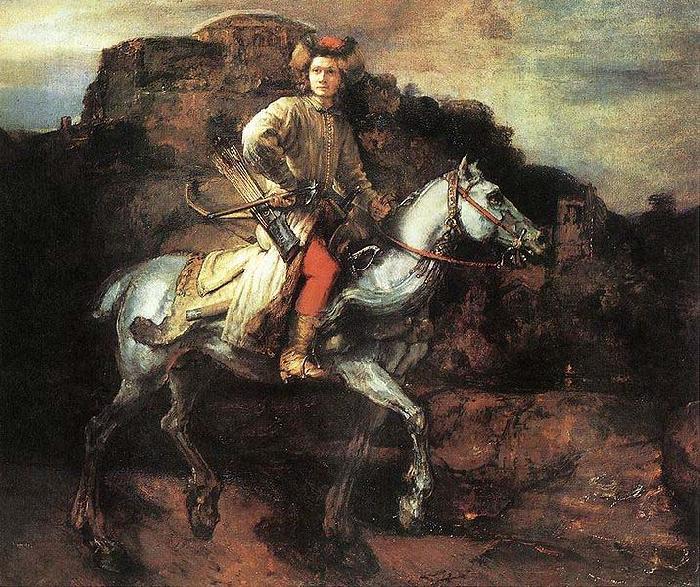 REMBRANDT Harmenszoon van Rijn The Polish Rider  A Lisowczyk on horseback. Sweden oil painting art